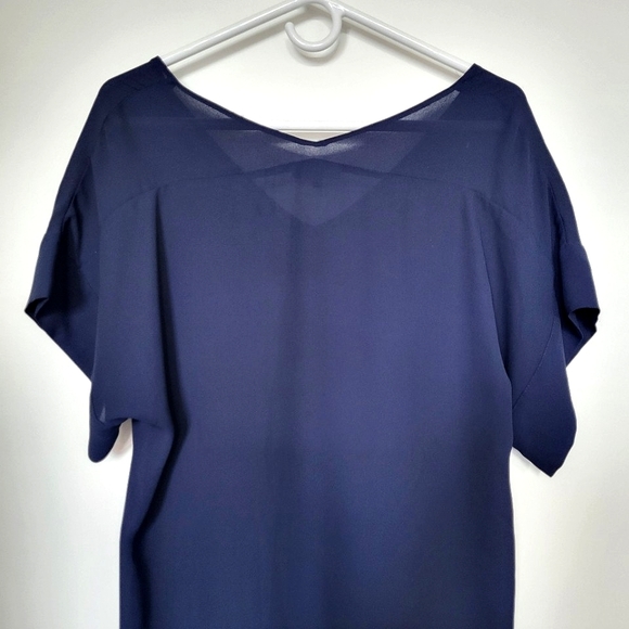 Aritzia Babaton V Neck Short Sleeves Navy Maxi Split Dress - Picture 9 of 12